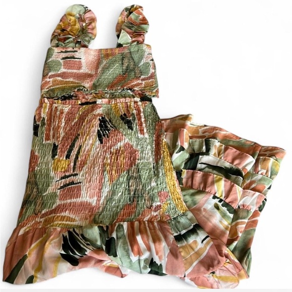 Luxxel Sea La Vie Smocked Top and Tiered Maxi Skirt Set with matching earrings - Picture 3 of 6